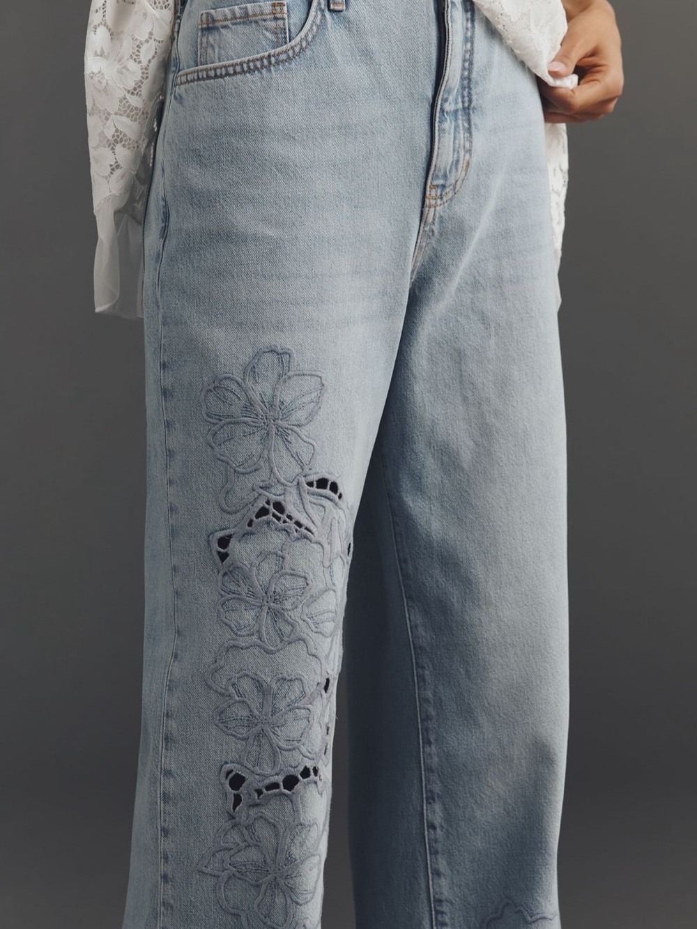 Anthropologie Pilcro Austyn High Rise Wide Leg Embroidered Jeans Sz 28 NEW - Picture 2 of 15
